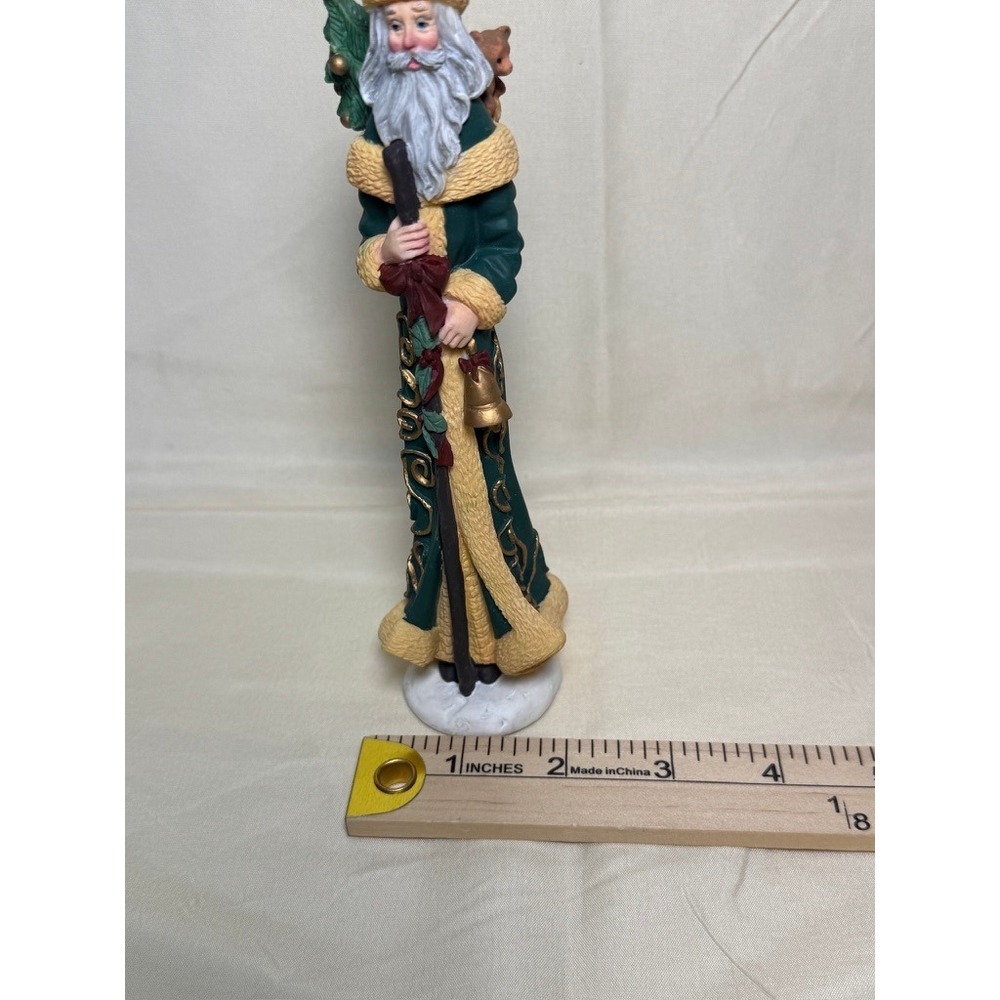 Lenox Vintage Santa Claus Figurine Green Gold Robe Staff Bell 8.5 Inch EUC 1996 - Picture 6 of 8